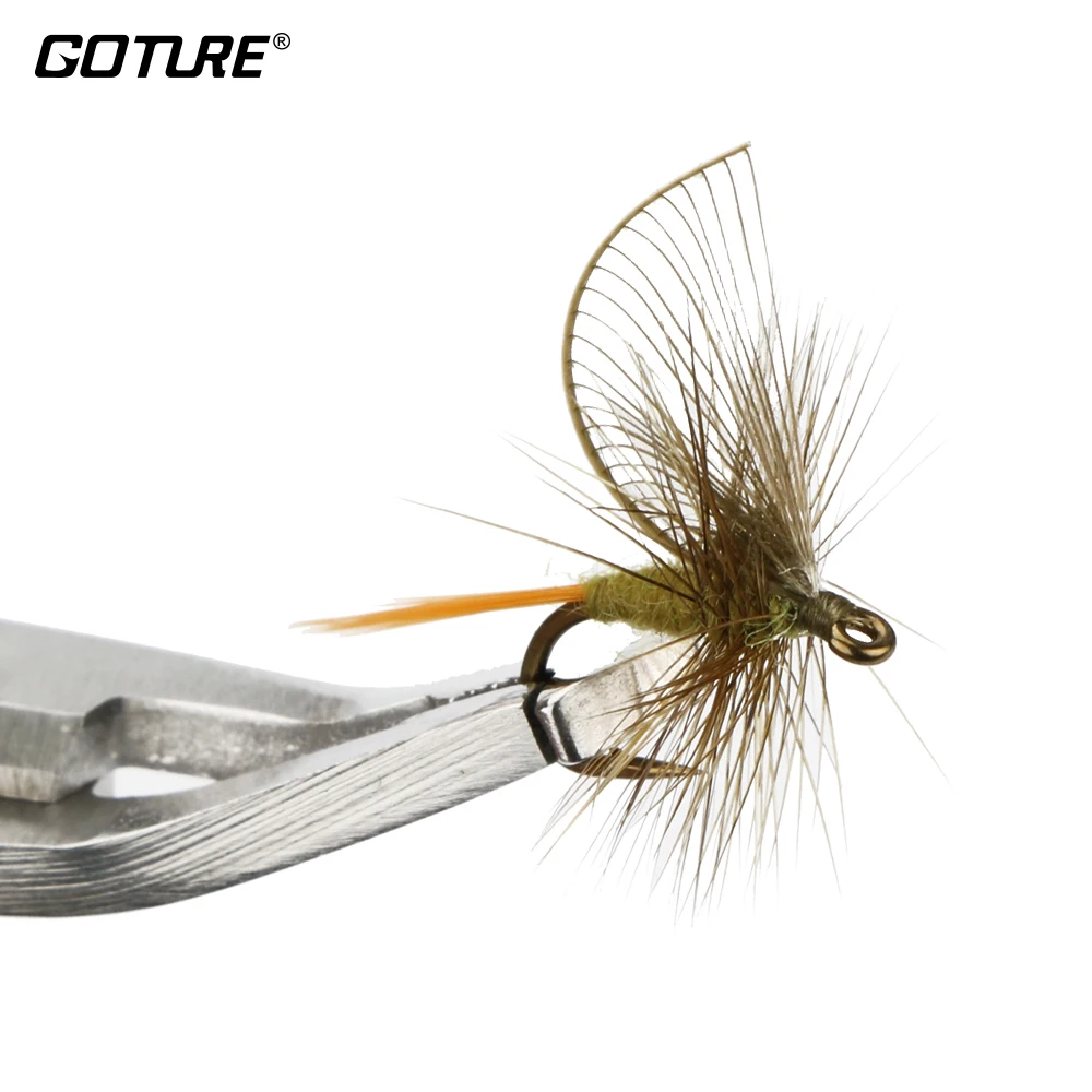 

Goture 4pcs/lot Hand Made Fly Fishing Flies 12# 1.3cm Fishing Hook Dry Fly Lures For Carp Bass Salmon Bait Artificial