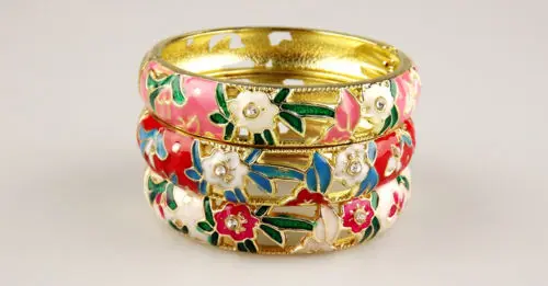 Wholesale Price 8 pcs Chinese Handmade Cloisonne Enamel Cuff Hollow Bracelet Bangle