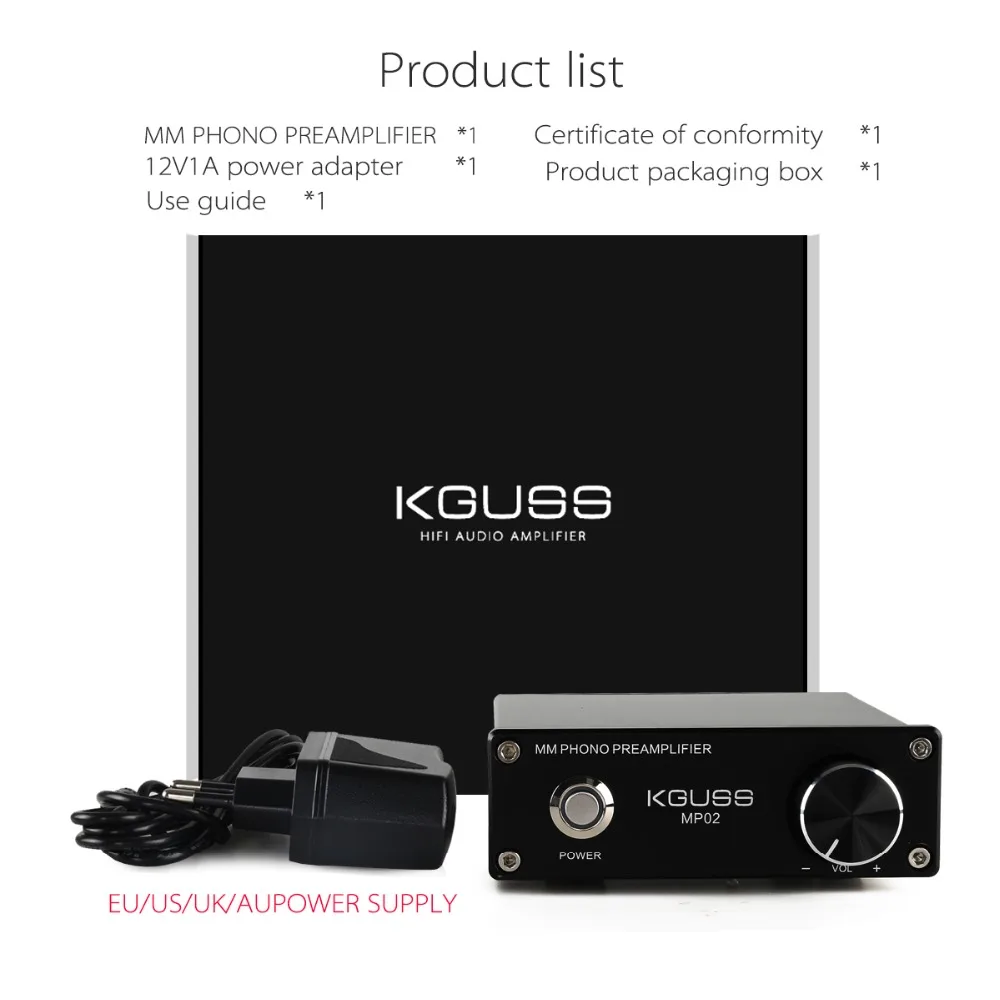 KGUSS-preamplificador phono MP02, reproductor de discos de vinilo, mini MM, preamplificador PHONO 2068