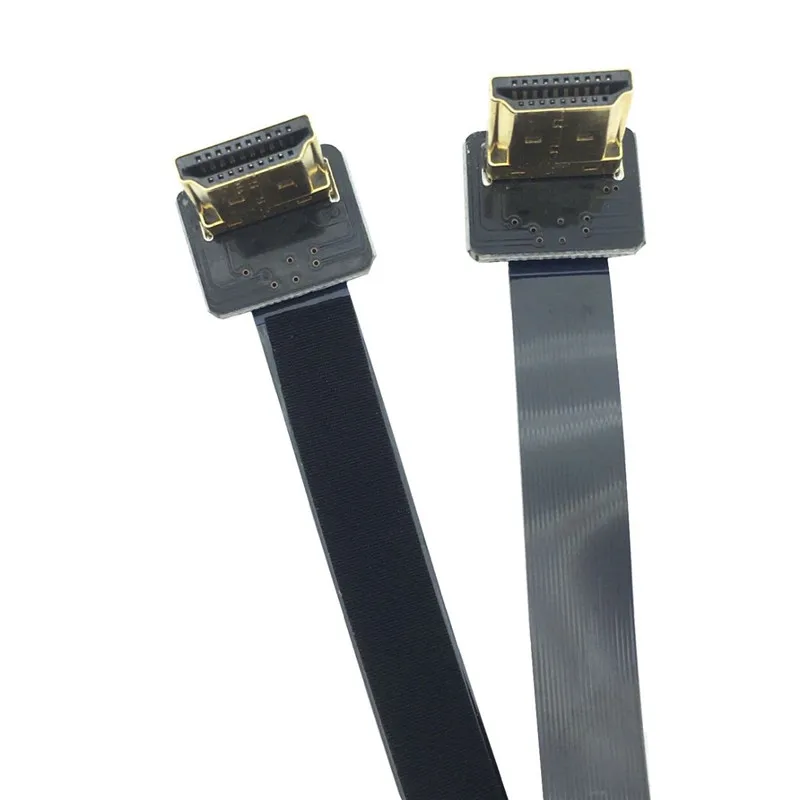 FPV Dual 90 Up Down Angled HDMI-compatible Type A Male to Male HDTV FPC Flat Cable for FPV HDTV Multicopter Aerial 5cm-100cm