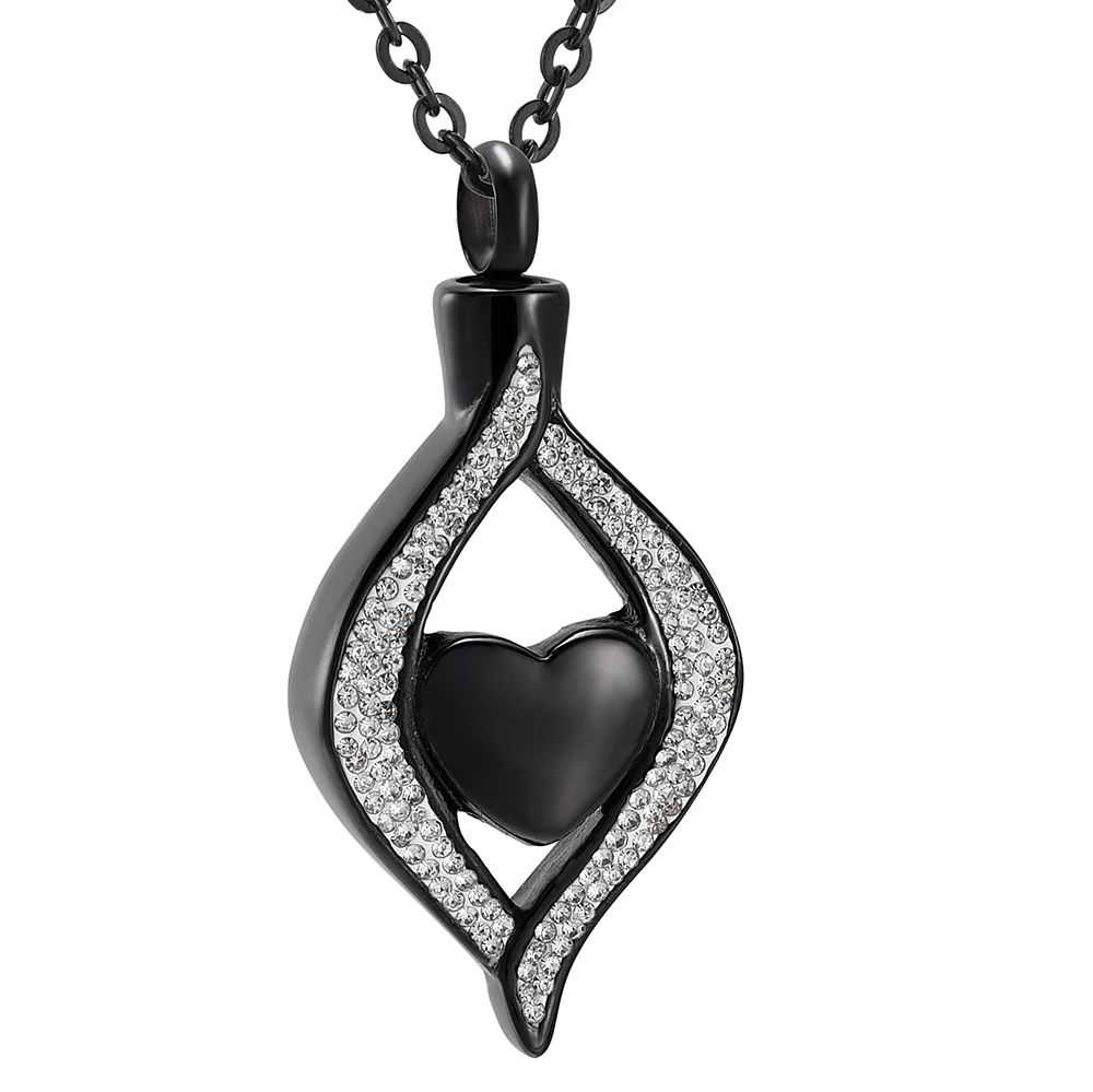 IJD8111 Heart in Eyes Stainless Steel Cremation Pendant Necklace Ashes Keepsake Memorial Locket