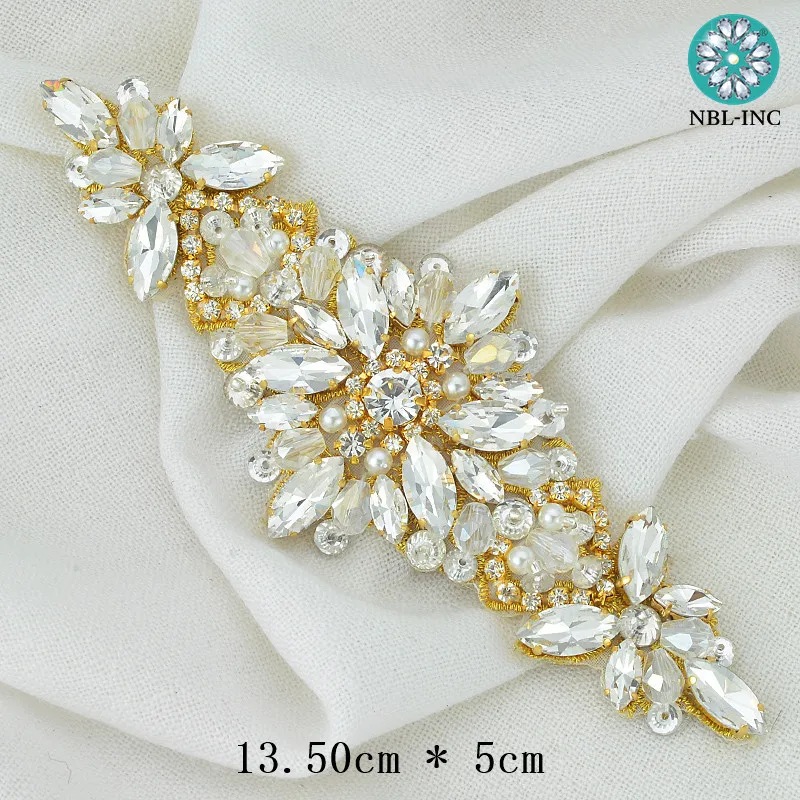 Imagem -06 - Personalizado Rhinestone Applique para Cinto de Casamento Contas de Cristal Claro de Ouro Rosa Faixas de Noiva Wdd0924 30 Pcs