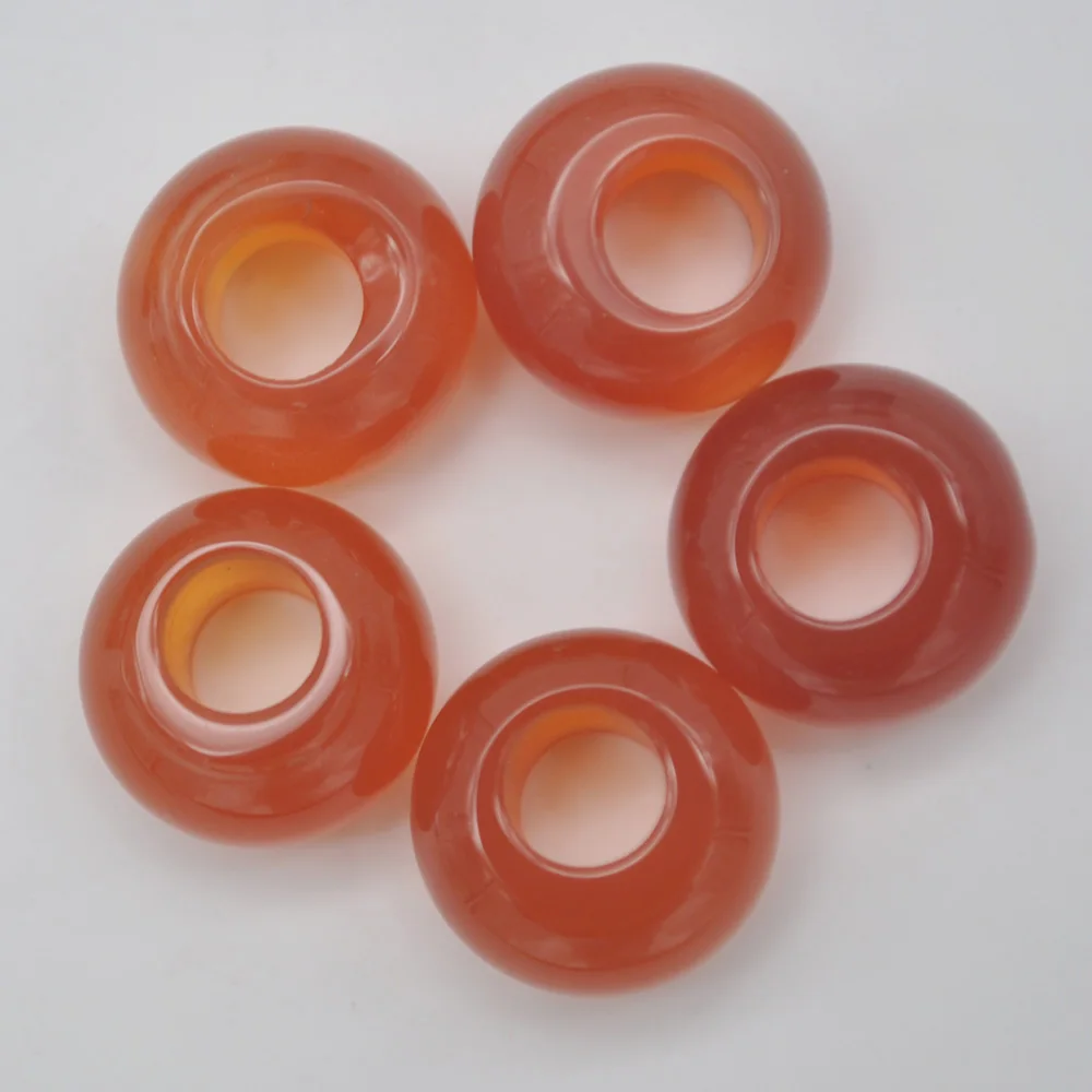 14MM Red Agate GEM Big Hole Loose Beads Fit Charms Jewelry Bracelet Findings (5 pcs/lot) H174