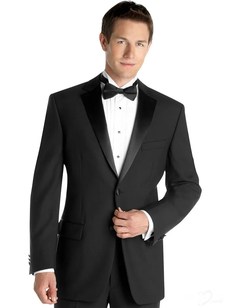 New Arrival Mens Suits Groomsmen Notch Lapel Groom Tuxedos Black Wedding Best Man Suit  (Jacket+Pants+Bow Tie) B665