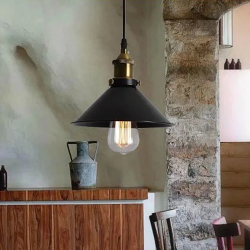 Nordic retro lights black vintage industrial pendant light iron lampshade loft edison lamp metal cage dining room Countryside 51