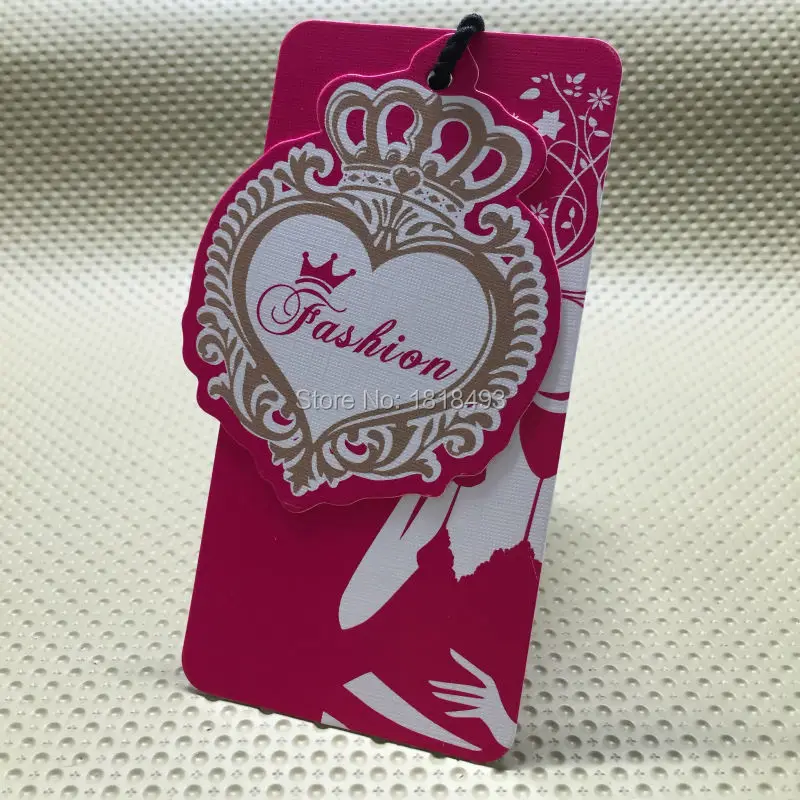 custom paper shape cutting hang tag/swing tag/garment clothing dress printed tags/labels printing/brand name 1000 pcs a lot