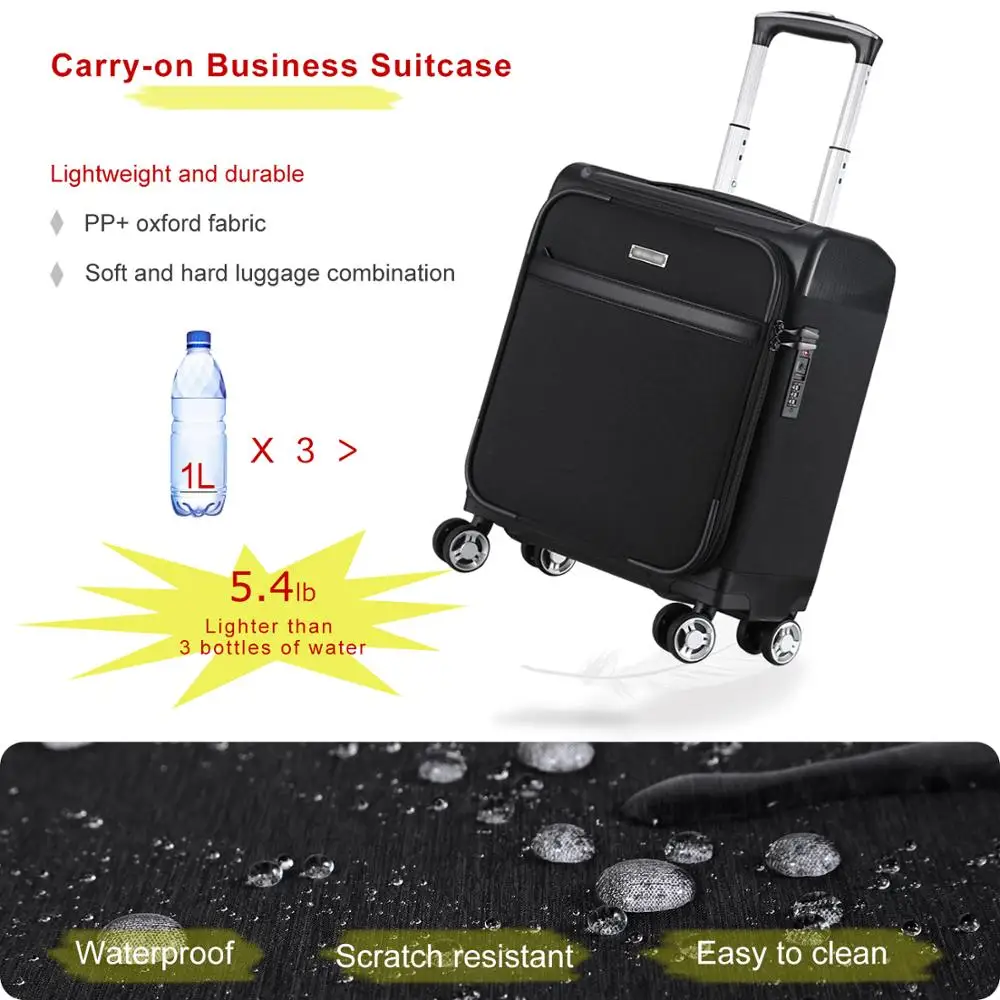 Uniwalker Lightweight Carry-on Suitcase Softside Cabin Case Spinner Underseat Luggage with TSA Lock