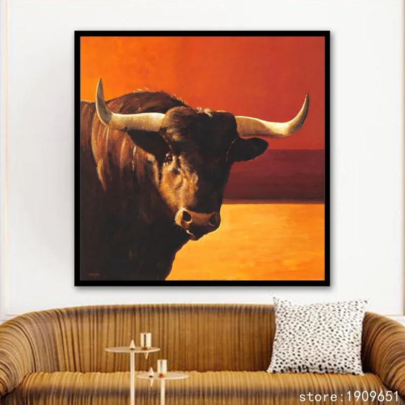 No frame classical Spain matador cow scenery canvas printings oil painting printed on cotton home wall art decoration picture