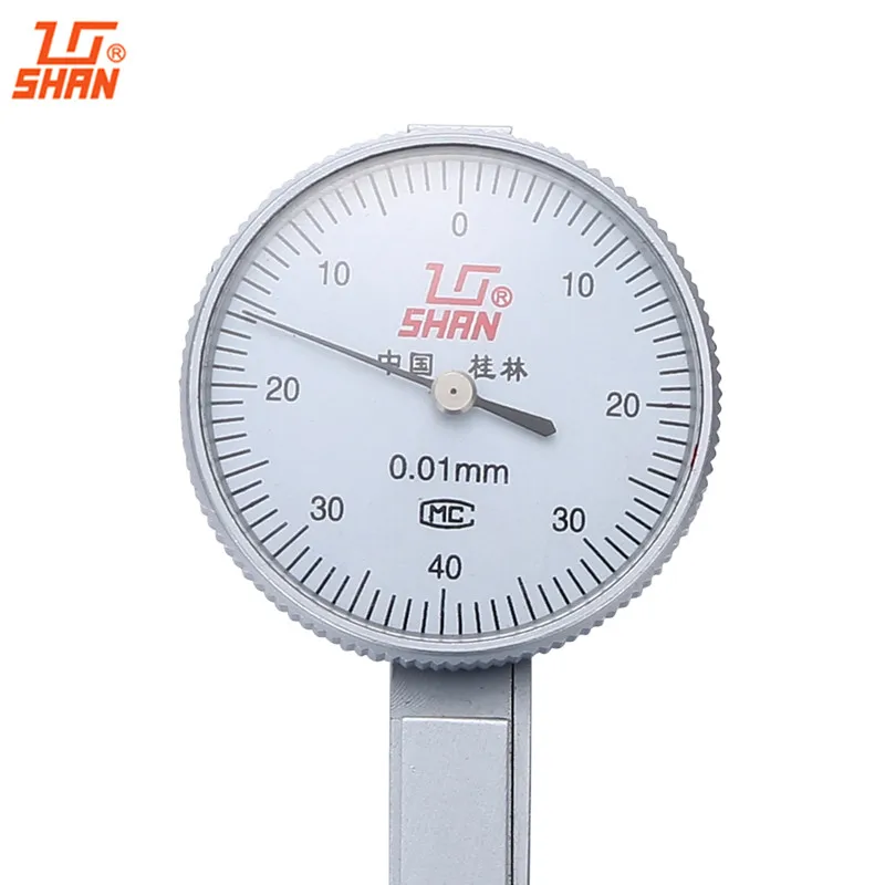 SHAN Dial Indicator 0-0.8mm/0.01 Aluminum Body Dial Test Gauge Measuring Tools