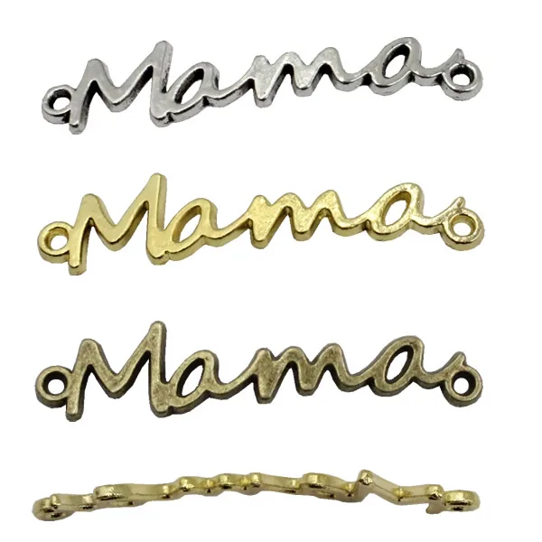 Conectores "Mama" de plata antigua, oro, plata, negro y bronce, pulsera artesanal, accesorios de fabricación, 37x8mm, 20 piezas