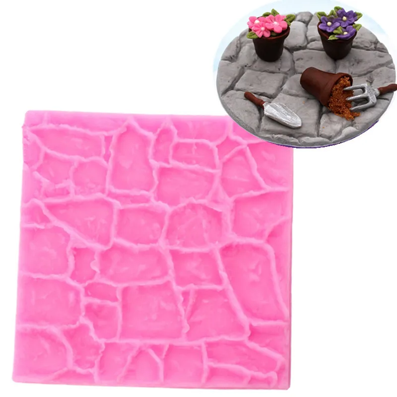 Antique Castle Wall Rock Stone Wall Texture Silicone Mold 3D Fondant Chocolate Mould DIY Baking Cake Border Decorating Tools