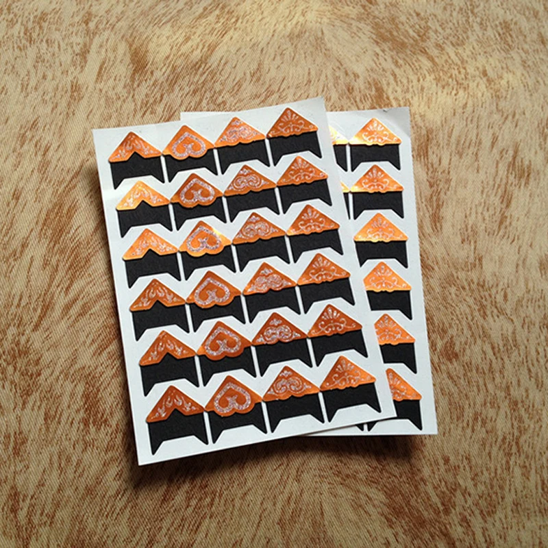 96 pcs/lot (4 sheets) DIY Gold dust Corner Paper Stickers for Photo Albums Frame Decoration Paste Album Scrapbooking