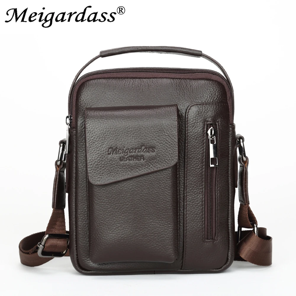 

MEIGARDASS Messenger Bag Genuine Leather Men Shoulder Bags male Business iPad Table Bags Handbag Crossbody Bag