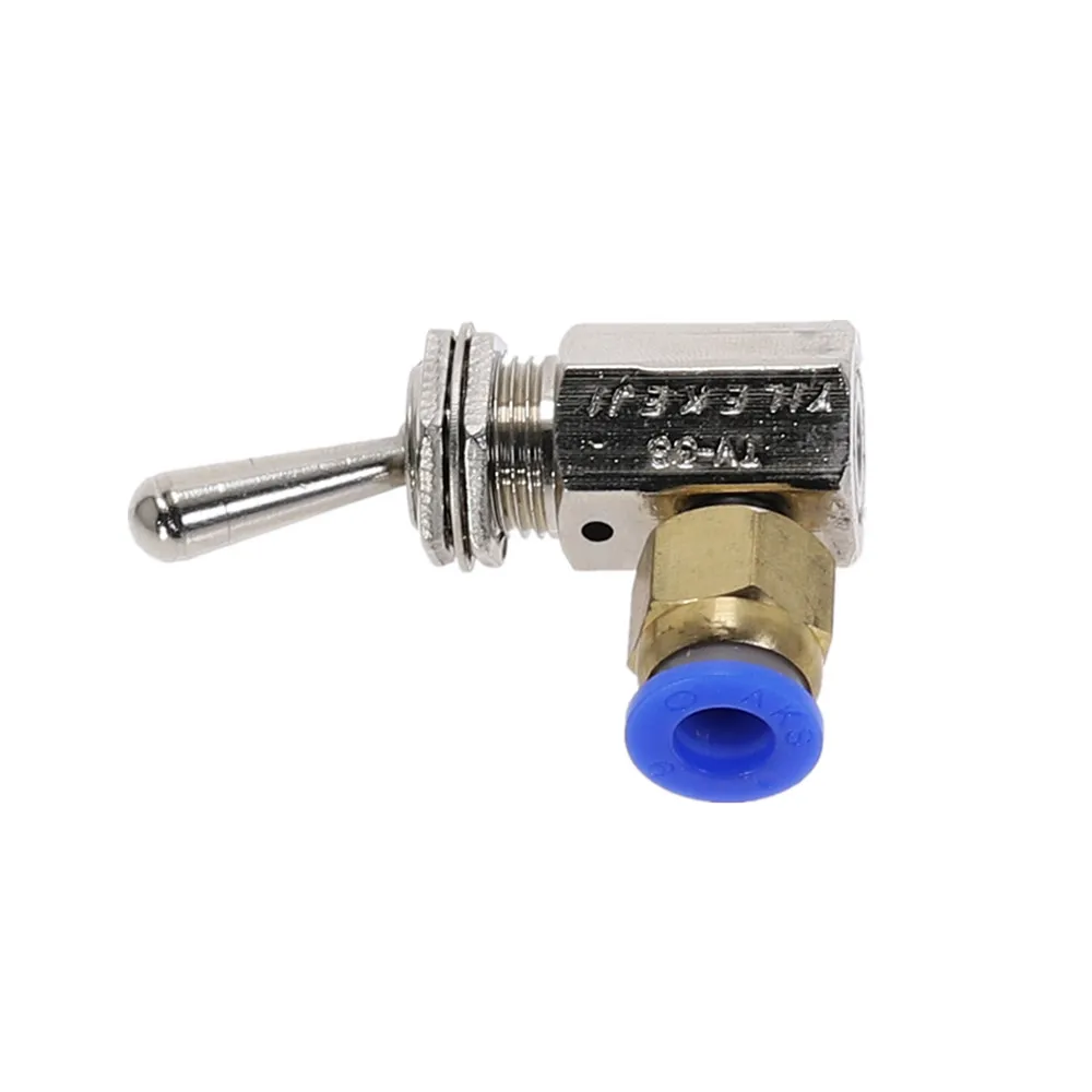 Exhaust valve Position 2 Way ON/OFF M5 Thread Toggles Switch TV-3S 2  Air Pneumatic Mechanical Valve w Fiittings