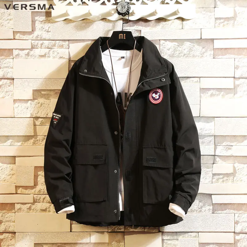 VERSMA 2019ญี่ปุ่น Harajuku Vintage Windbreaker แจ็คเก็ตฤดูใบไม้ร่วงฤดูใบไม้ร่วง Hip Hop Streetwear นักบินแจ็คเก็ตบุรุษเสื้อผ้า Overcoat