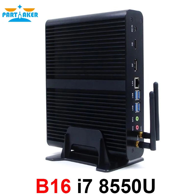 Imagem -04 - Partaker-mini pc sem Cooler i7 8565u i7 8559u Kaby Lake Core Threads Ddr4 M.2 Pcie Mini Computador Windows 10 Pro dp Hdmi Htpc Parcialmente Montado