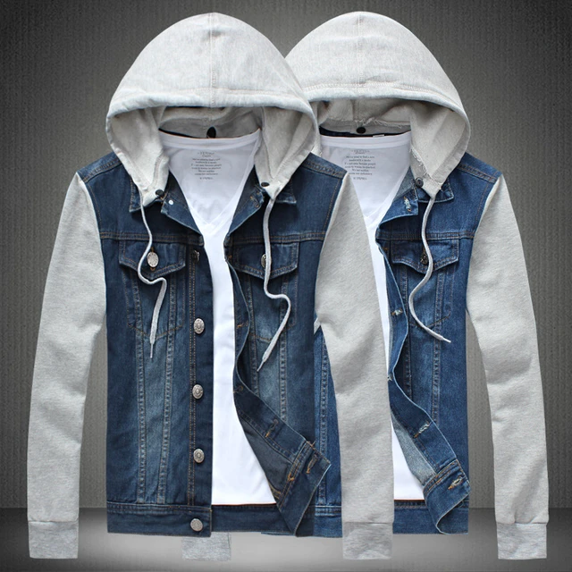 Jeans jacket with cap hot sale