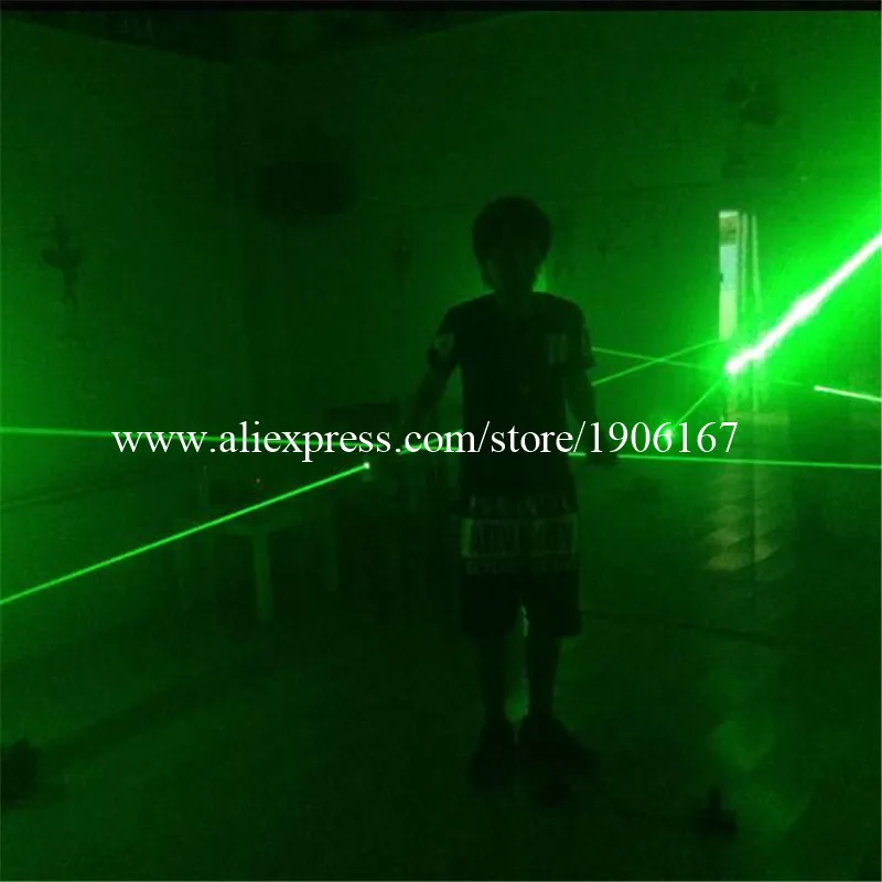 Wholesale One Pair Hand Green Laser Swords Laserman Show Pointers Projector For Stage Laser Show Dance DJ Club DHL Free Shipping