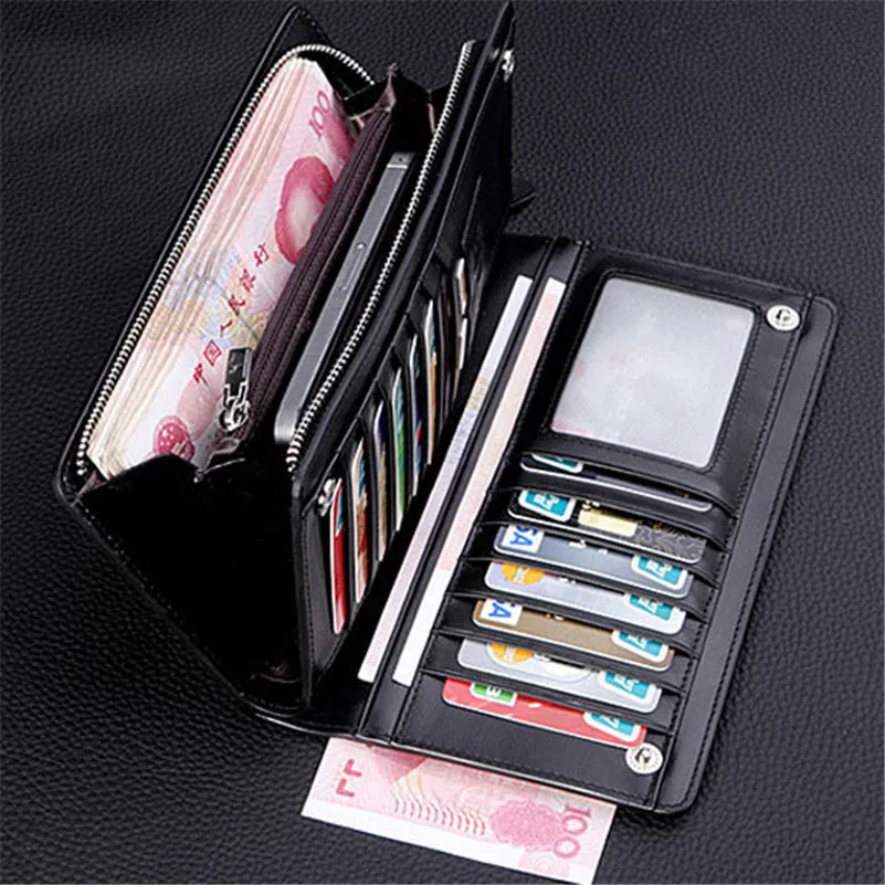 Men Wallet Brand Famous Mens Leather Long Wallet Clutch Male Money Purse ID Card Holder Carteira Masculina