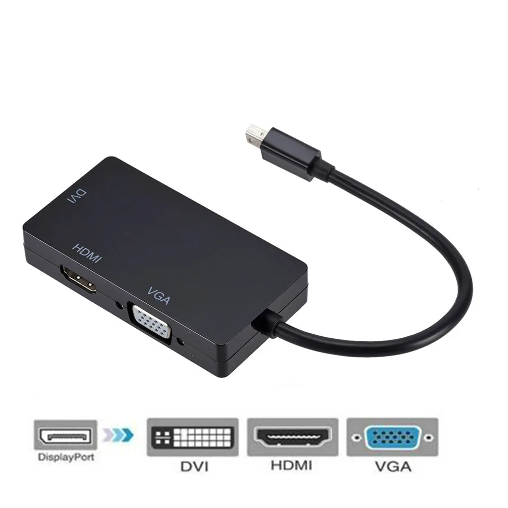 Adapter 3 w 1 Thunderbolt Mini Display Port MINI DP męski na HDMI DVI VGA żeński Kabel konwertujący do Apple MacBook Air Pro MDP