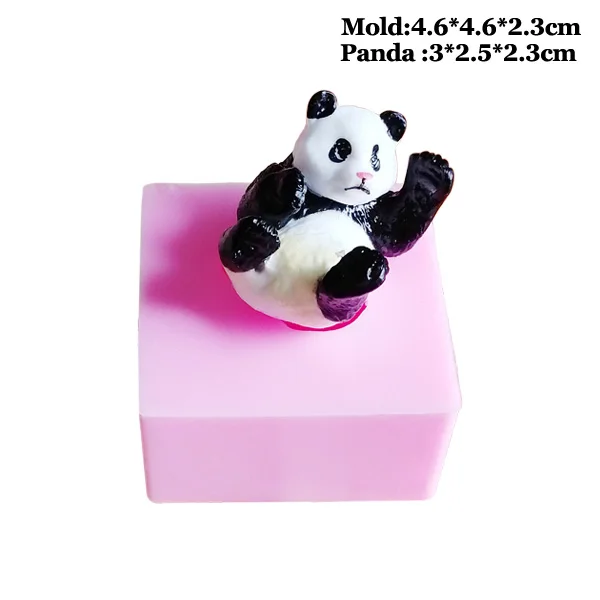 4 Cute Pandas Silicone Mold Fondant Chocolate Moulds Baby Party Cupcake Topper Resin Clay Candy Molds Cake Decorating  C383