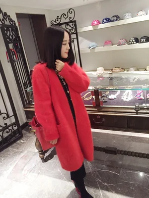 

High-end mink wool cardigan jackets long hair mink fashion warm sweater woolly mink wool coat coat