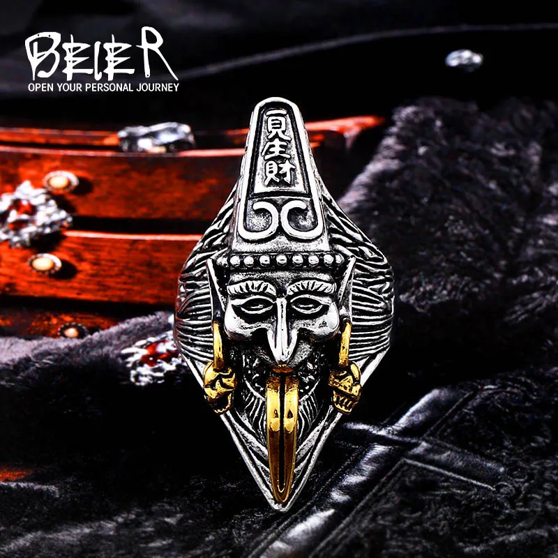 Beier New Store 316L Stainless Steel China Mythology Hell Messenger Ring Peace man\'s ring high quality jewelry LLBR8-571R