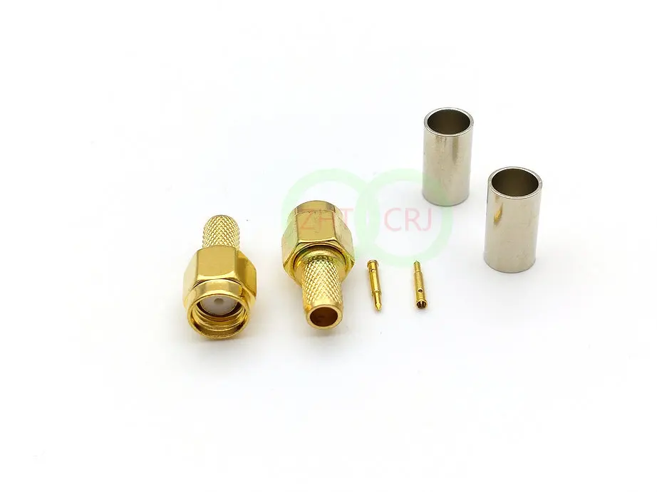 Conector SMA macho de engarce recto, accesorio para RG58, RG142, RG223, RG400, LMR195, RF, 1000 unidades