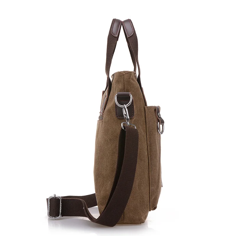 Canvas Vintage Handbag Mens Crossbody Bags Solid Color Multifunction Men Office Bag With Open Pocket Crossbody Shoulder Bags Men