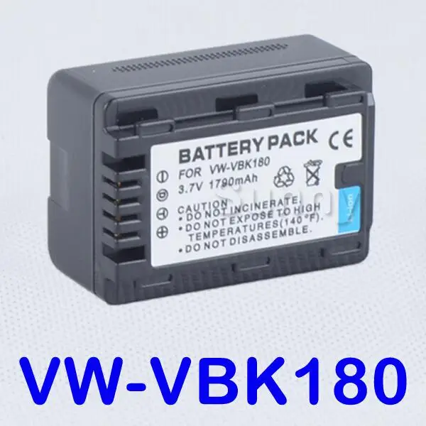 

VW-VBK180 Battery pack for Panasonic HC-V10, HC-V100,HC-V100M, HC-V500,HC-V500M, HC-V700,HC-V700M, HDC-HS60, HDC-HS80 Camcorder