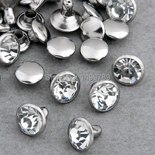 

100Sets 7mm CZ Crystals Rhinestone Bag Belts Rivets Silver Nailhead Spots Studs DIY Shipping Free