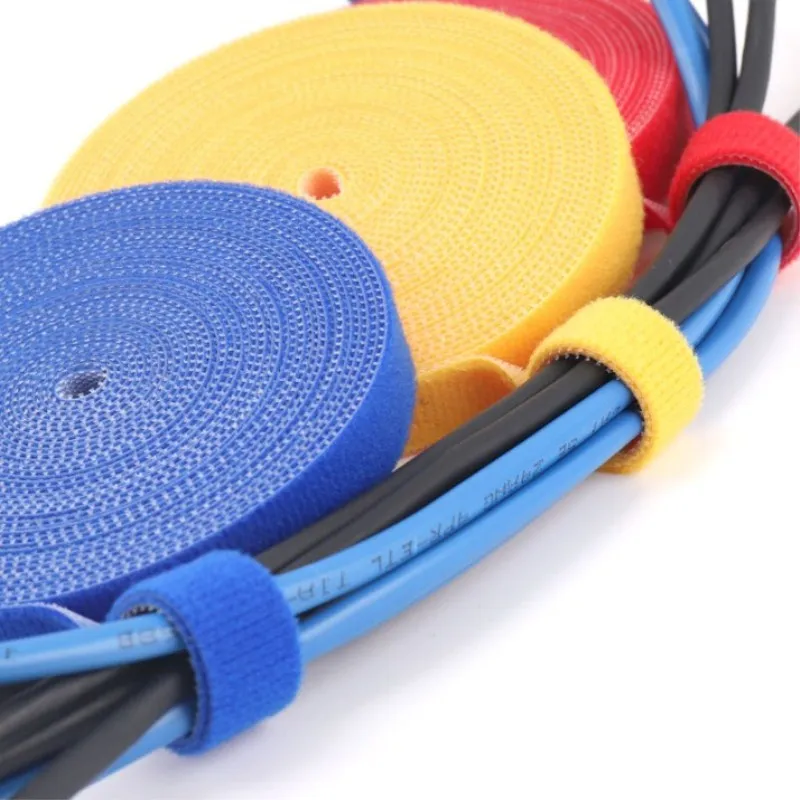 Reusable Fastening Tape,5 Meters/Roll Cable Ties,Double Side Hook Loop Nylon Wire Organizer Cable Cord Management  Cable Straps