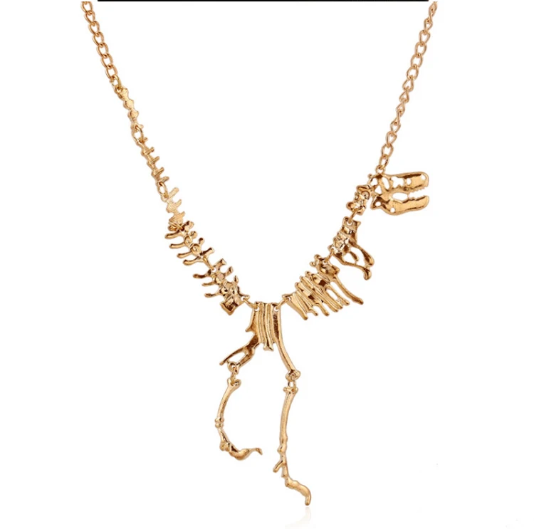 Sexy Long Necklaces Gothic Tyrannosaurus Rex Skeleton Dinosaur Pendant Charm Dragon Bone Jewelry Men Women Gifts