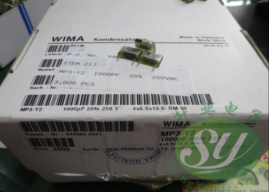 

2020 hot sale 10pcs/20pcs WIMA MP3 0.001uF/250VAC 1.0nF 1000pf 1nf 102 brand new original box 10MM Audio capacitor free shipping