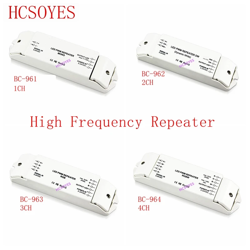 

1CH/2CH/3CH/4CH High Frequency constant voltage led power repeater,DC5-24V single color/DW/RGB/RGBW led strip light controller