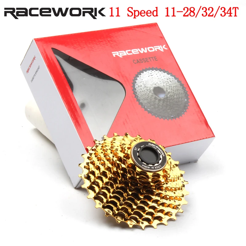 RACEWORK 11 Speed Cassette Road Bike 28T 32T 34T Bicycle Gold Flywheel For Shimamo 105 6800 R7000 R8000