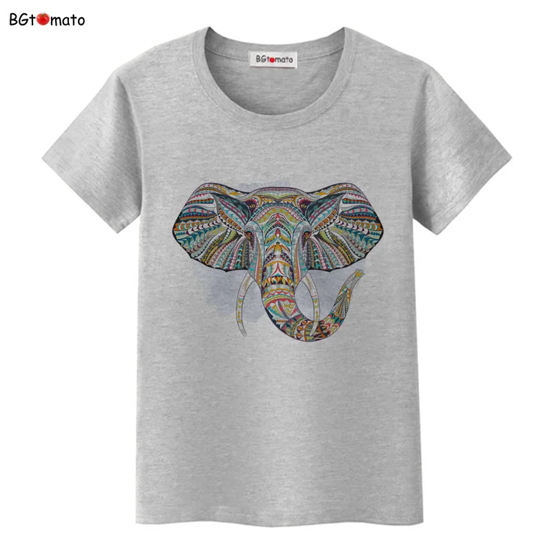 Creative design colorful art Elephant T-shirts hot sale woman's new style fashion shirts Brand comfortable casual tops tees