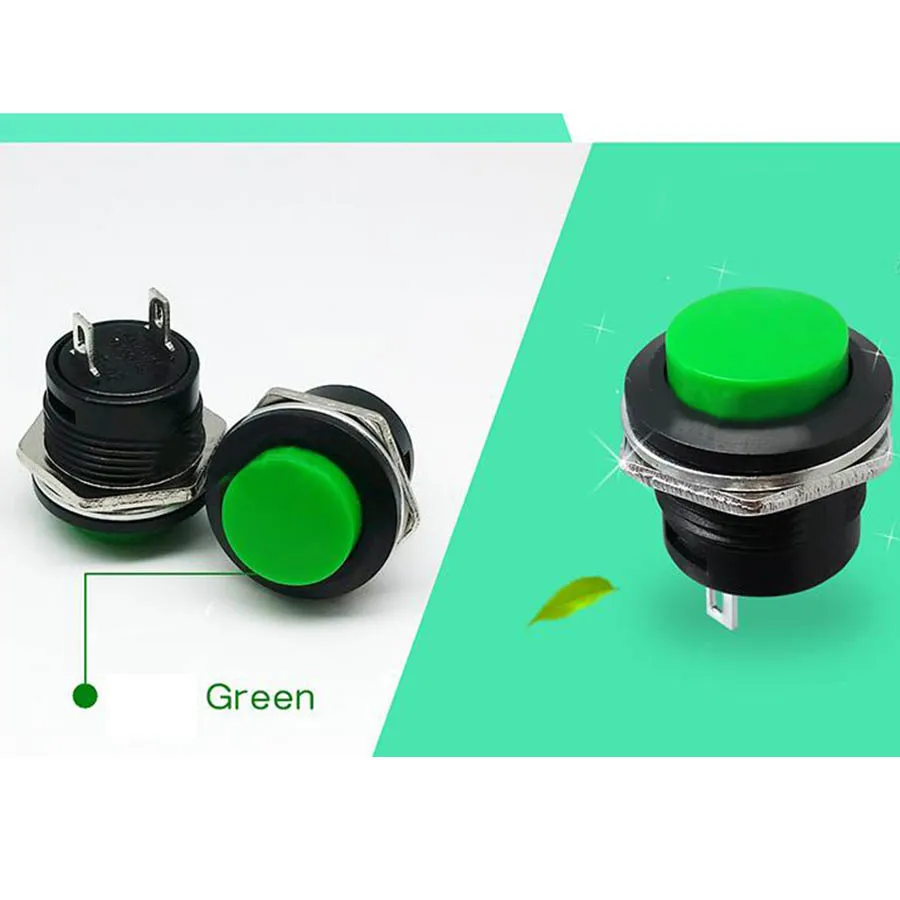 10 Pcs R13-507 Reset Switch Push Button Switch 2 Pin Bulat Switch Non Self Penguncian Switch 3A 250V AC /6A25V AC