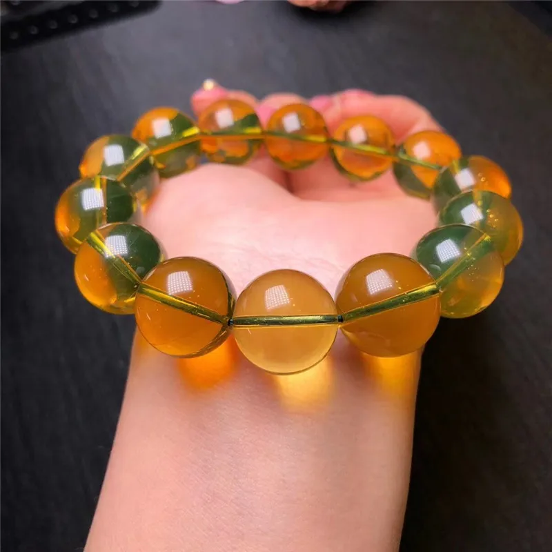 

16mm Natural Blue Amber Bracelet For Women Men Healing Luck Gift Healing Luck Stone Mexico Round Beads Gemstone Strands AAAAA