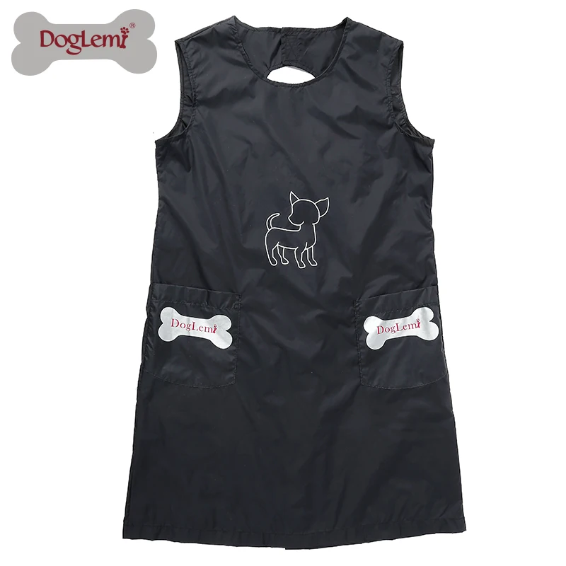 Waterproof Nylon Dog Cat Grooming Apron with Pockets Puppy Black Beautician Smock Clothes Pets Grooming shop dogs accessories