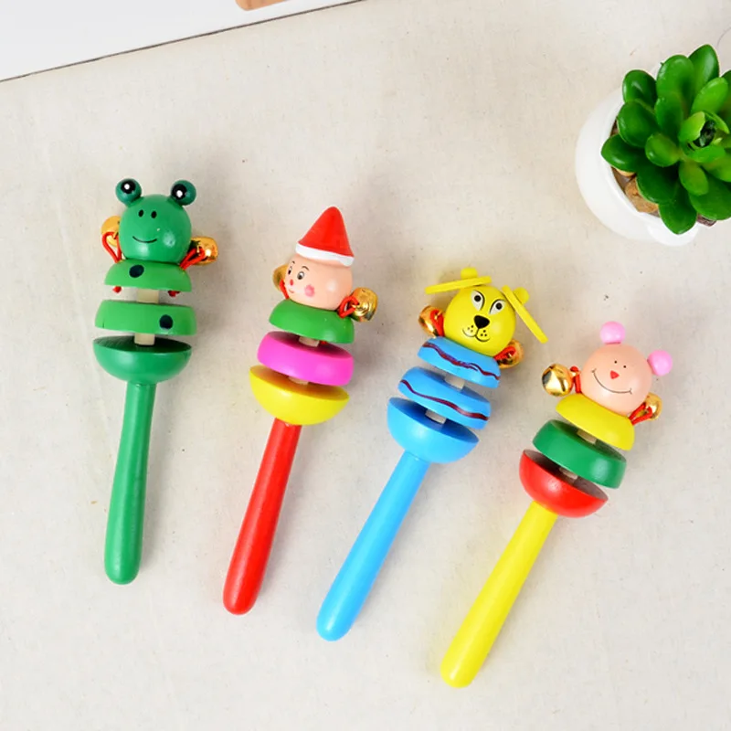 

Baby Rattle Ring Wooden Handbell Baby Toys Musical Instruments 0-12 Months Colorful Music Education Wooden Toy