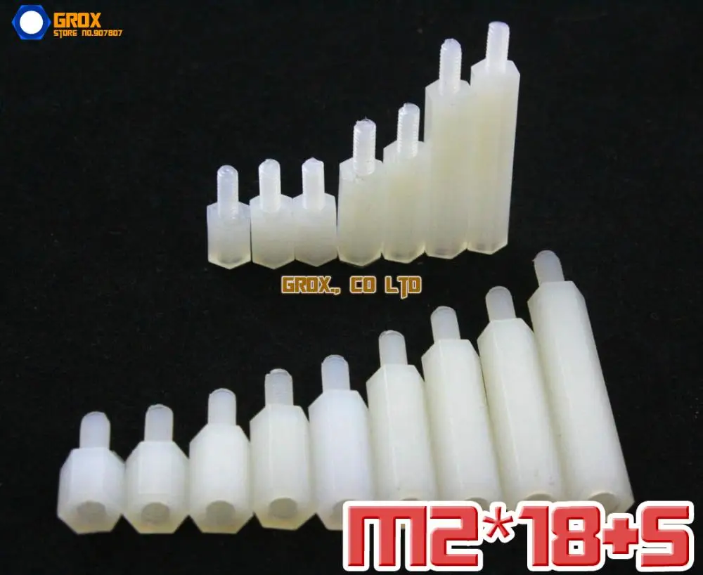 100 Pieces Nylon M2 x 18 + 5mm Female to Male PCB Motherboard Standoff Hex Spacer