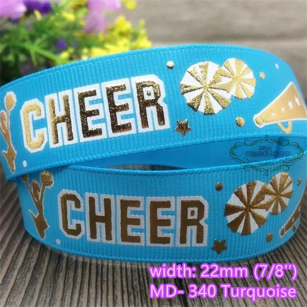 17 colors to select 10 yards 7/8\'\' CHEER Hot Stamped Printed Grosgrain Ribbon Tapes hairbow gift pack clothing Bowknot diy