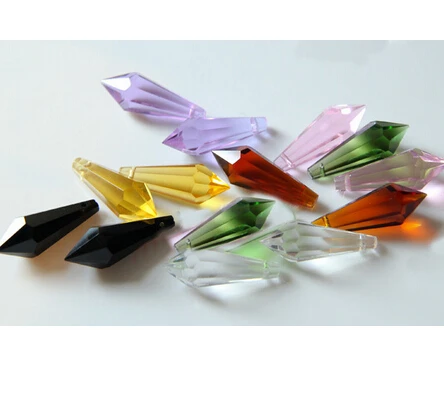 300pcs mixed color 38mm crystal icicle prism U drop pendant customer can choose special colors