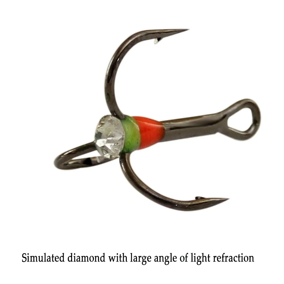 5pcs40pcs Ice Fishing Rainbow Hooks HighCarbon Steel Material Treble Black Fishing Hook Round Folded Saltwater Bass Tackle Tools