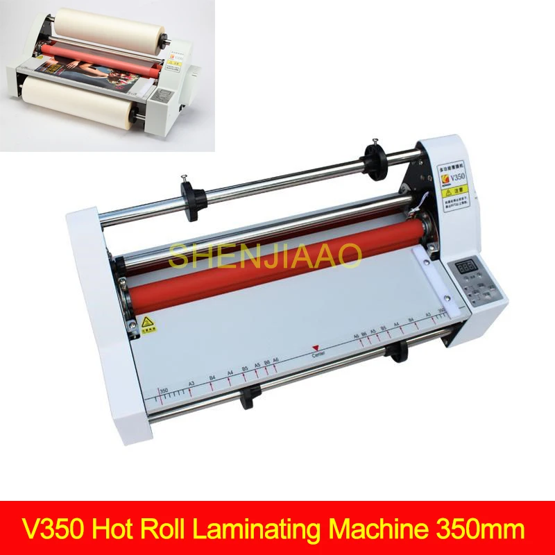 V350 Cold and Hot laminator Four Rollers Hot Roll Laminating Machine electronic temperature control Speed Adjustable 220v