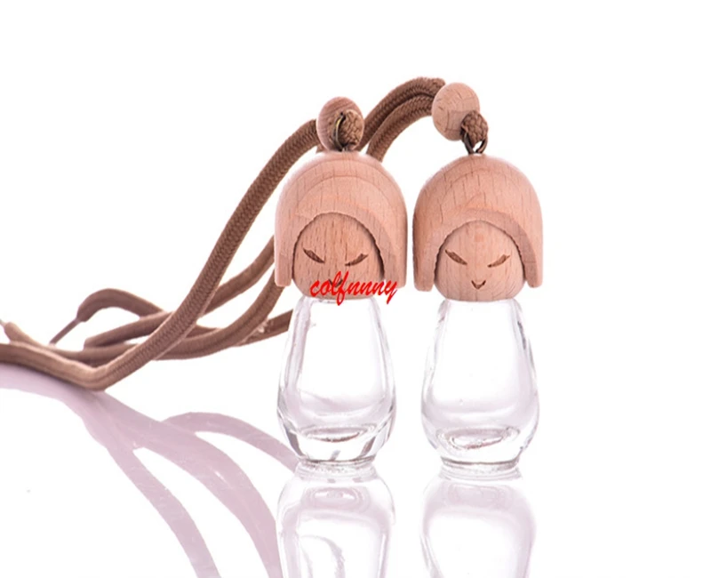 100 unids/lote de botellas de perfume de cristal transparentes para coche, adornos de muñeca bonita, 8ML, venta al por mayor, FXS14