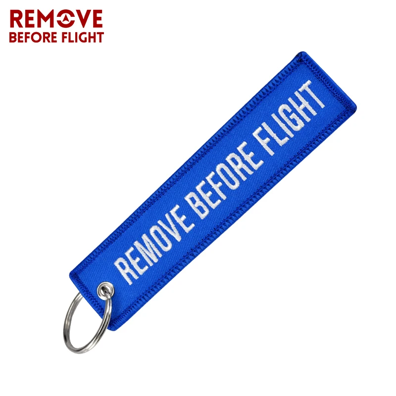 

Remove Before Flight Motorcycle Key Chain Blue Embroidery Car Keyring Aviation Gift Pop Luggage Tag Key Fob Holder Car Keychains