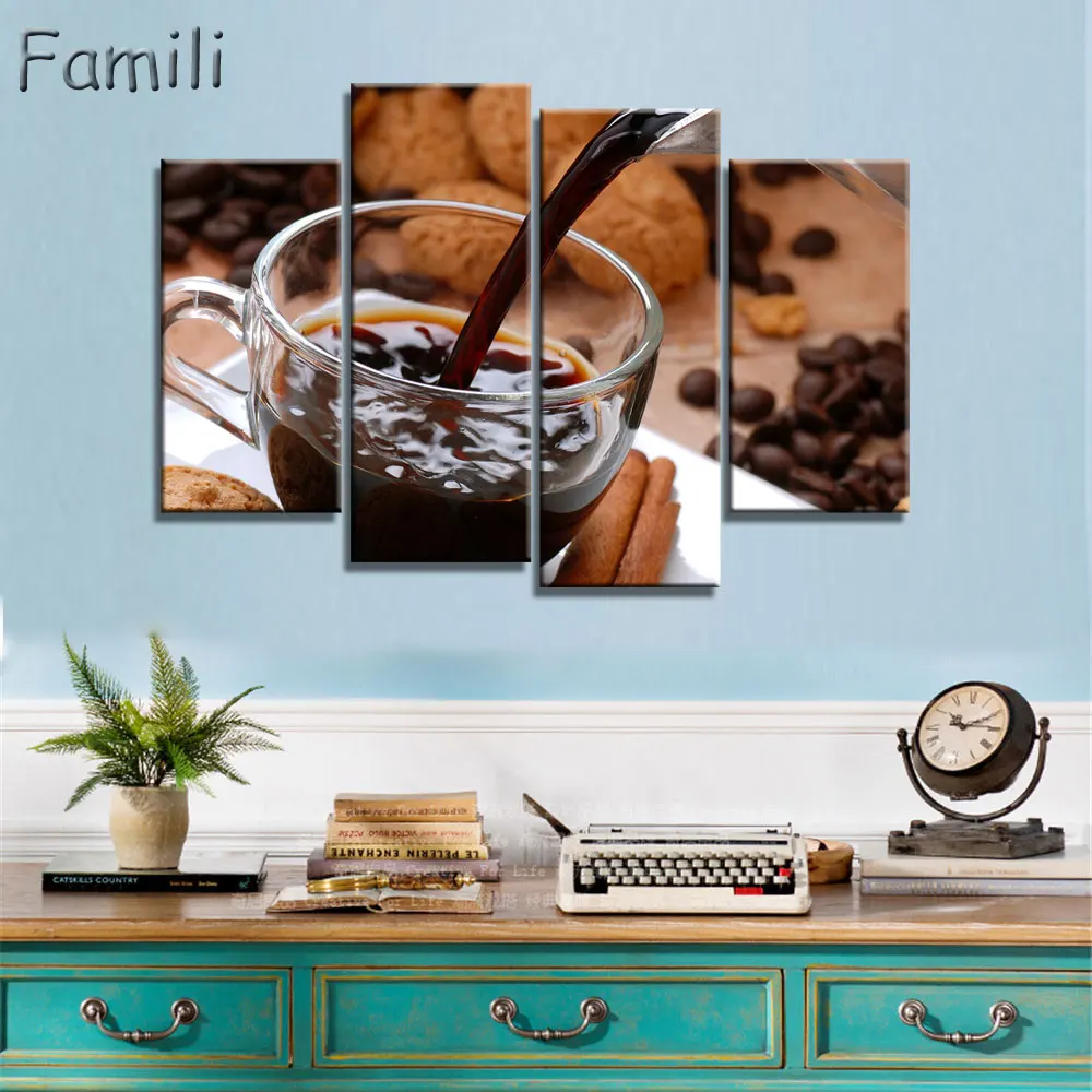 

Coffee Beans and Coffee Modern Paintings for Living Room Wall Art Canvas Painting On The Wall Home Decor Kitchen Oil Painting