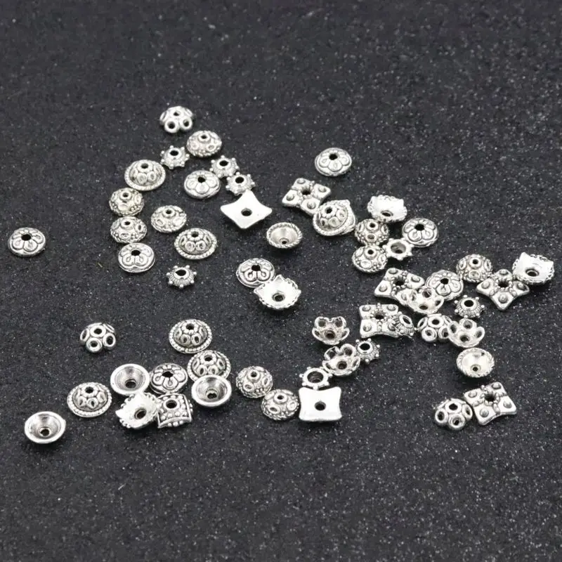 200 teile/paket Antike Silber Unebene Gemischte Größen Perlen Kappen Für Schmuck Machen Kleine Perle Ende DIY Handgemachten Schmuck Zubehör – Detail 6
